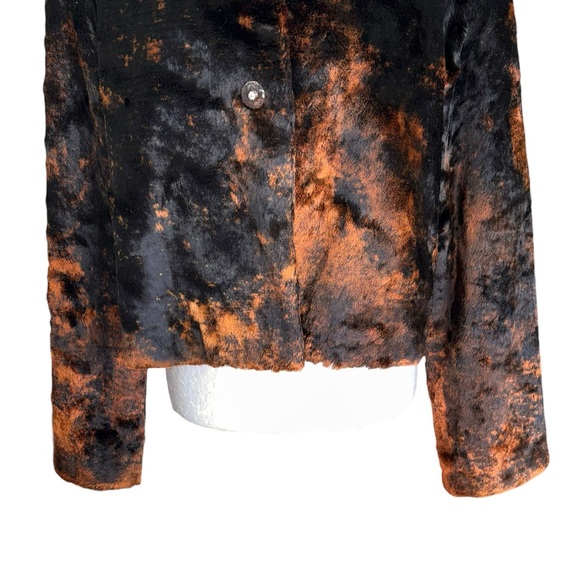 Anthropologie Tulle Black & Brown Faux Fur Collared Crop Jacket Coat - XL - Picture 3 of 12
